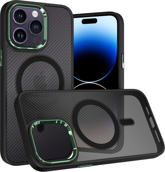 Изображение товара Чехол-накладка Bingo Metal Magnetic Carbon для Apple iPhone 15 Pro (зеленый)