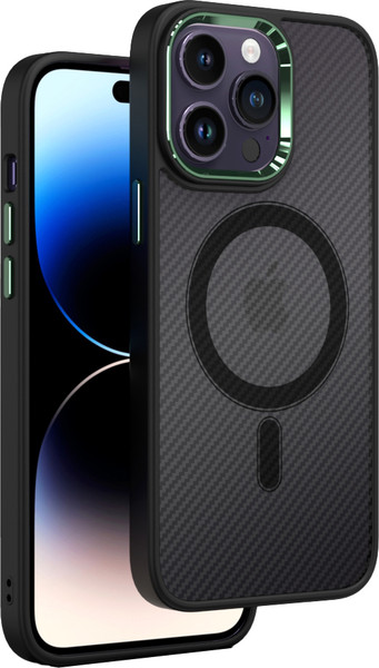 Изображение товара Чехол-накладка Bingo Metal Magnetic Carbon для Apple iPhone 15 Pro (зеленый)