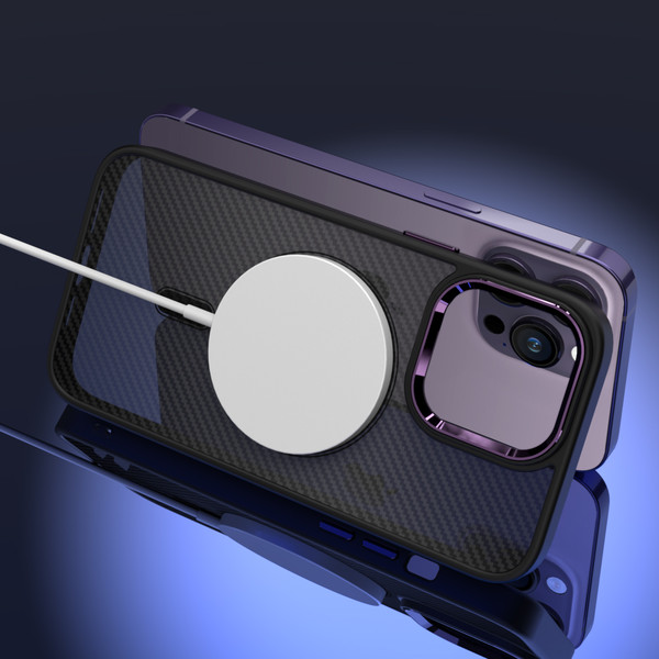 Изображение товара Чехол-накладка Bingo Metal Magnetic Carbon для Apple iPhone 15 Pro Max (фиолетовый)