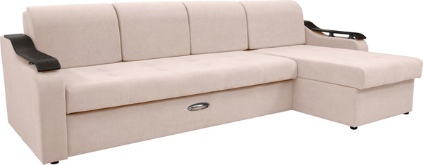 Изображение товара Диван угловой Сириус Лидер-4 с оттоманкой ППУ 300x165 (Eva 01 велюр белый)