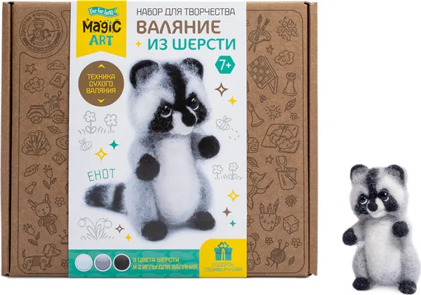 Изображение товара Набор для творчества Десятое королевство Валяние шерстью Енот / 05588