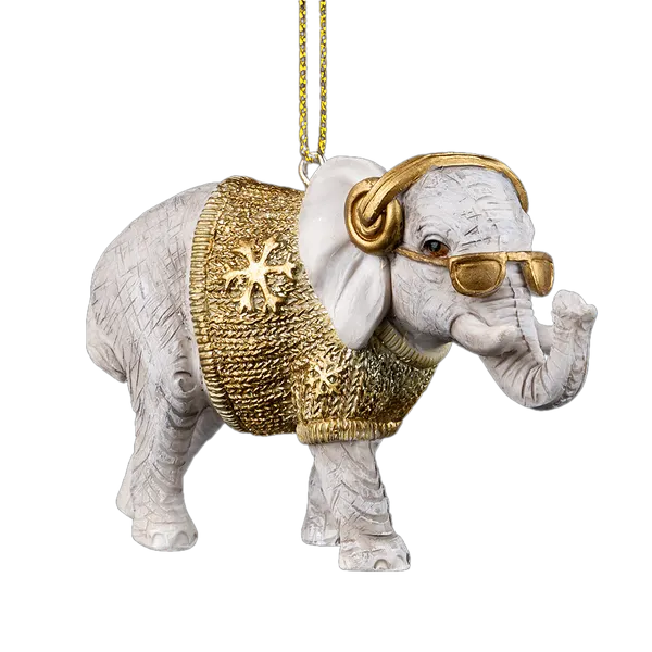 Изображение товара Елочная игрушка Erich Krause Decor. Модный слон / 58962 (золотой)