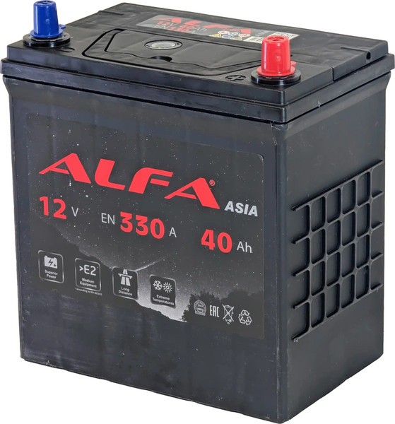 Изображение товара Автомобильный аккумулятор ALFA battery Asia 40 JR 330A (40 А/ч)