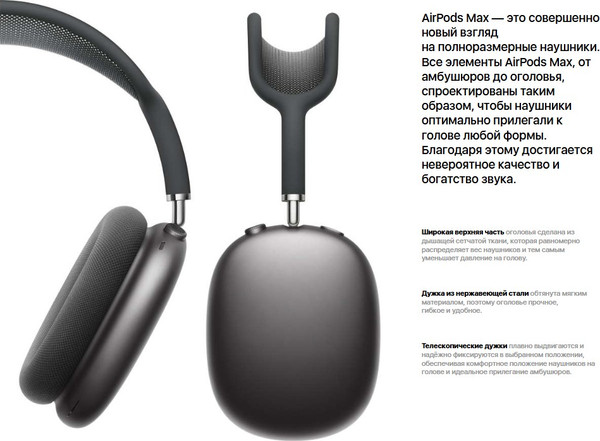 Изображение товара Беспроводные наушники Apple AirPods Max USB-C A3184 / MWW43 (полуночный)