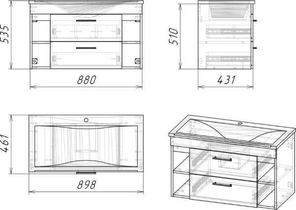 Изображение товара Тумба под умывальник Axus Миранда 90