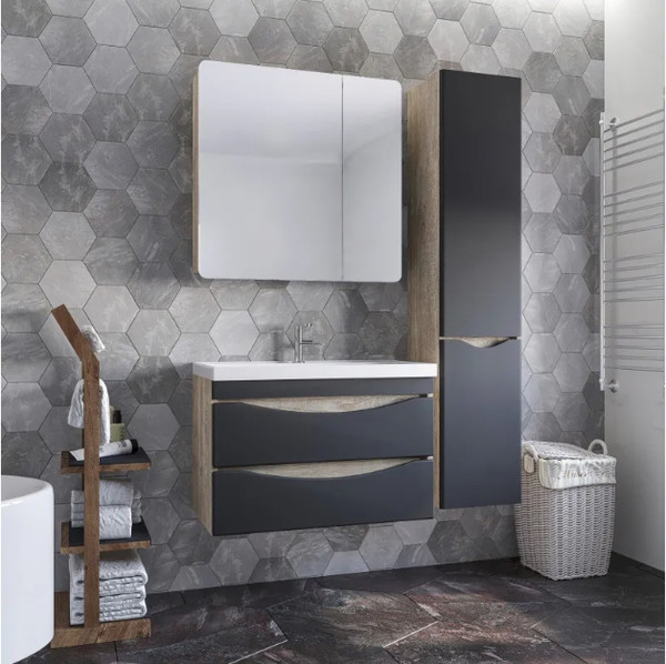 Изображение товара Шкаф с зеркалом для ванной Axus Найроби 80 (бетон)