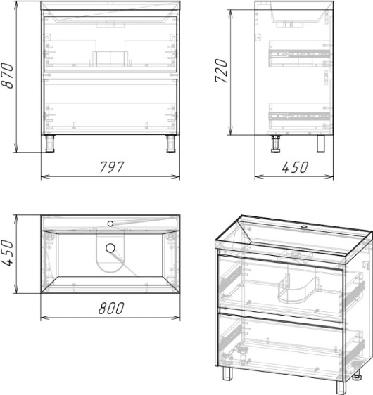 Изображение товара Тумба под умывальник Axus Джой 80 (2 ящика)