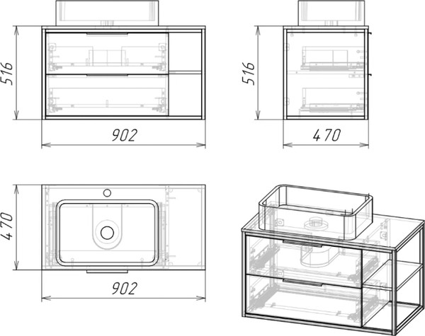 Изображение товара Тумба под умывальник Axus Парадис 90