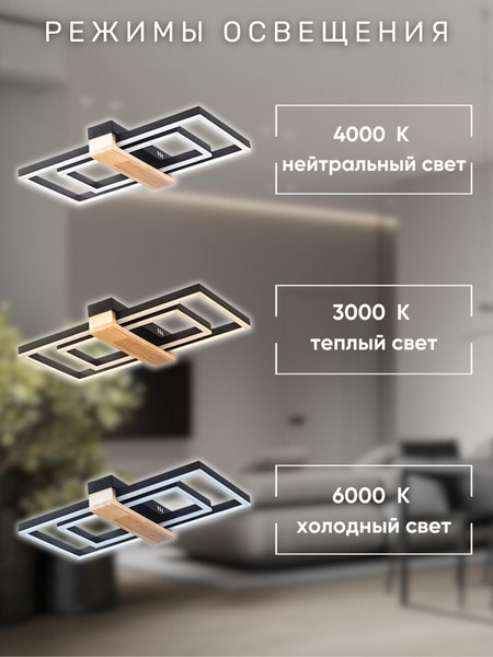 Изображение товара Потолочный светильник Aitin-Pro H9894/600+300 (черный/дерево)