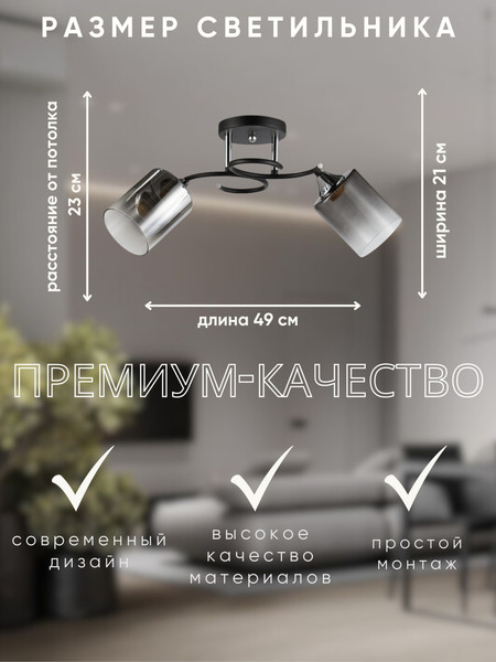 Изображение товара Потолочный светильник Aitin-Pro НПБ 02-2x60-101 / 5014/2 (черный/хром)