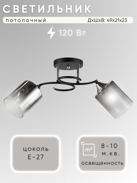 Изображение товара Потолочный светильник Aitin-Pro НПБ 02-2x60-101 / 5014/2 (черный/хром)
