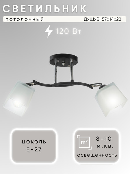 Изображение товара Спот Aitin-Pro НПБ 02-2x60-101 / N6106/2 (черный/хром)