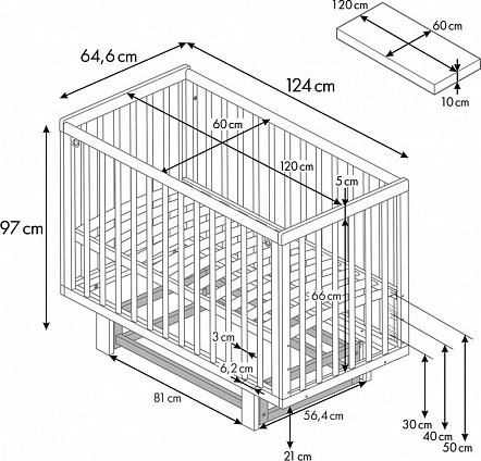 Изображение товара Детская кроватка Polini Kids Simple 341 с маятником / 0003167-04 (белый)