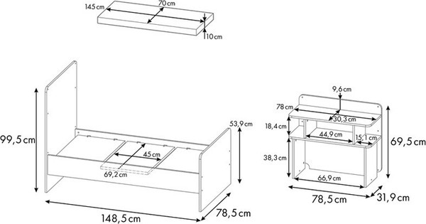 Изображение товара Детская кровать-трансформер Polini Kids Ameli 1150 / 0002759.174 (белый/дуб крафт золотой)