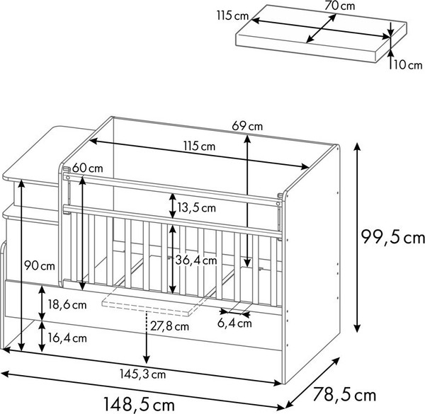 Изображение товара Детская кровать-трансформер Polini Kids Ameli 1150 / 0002759.174 (белый/дуб крафт золотой)