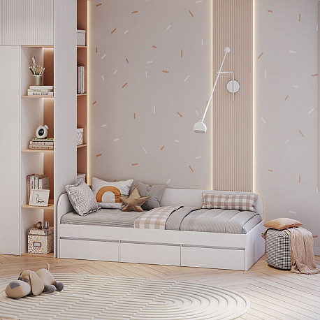 Изображение товара Кровать-тахта Polini Kids Simple 1955 с ящиками / 0002794.9 (белый)