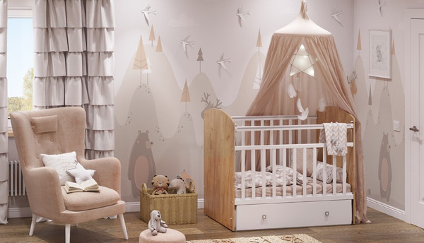 Изображение товара Детская кроватка Фея 750 / 0002551.173 (дуб крафт золотой/белый)