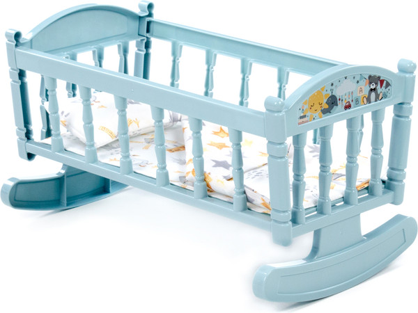 Изображение товара Аксессуар для куклы Полесье Кроватка-качалка №4 / 24033 (дымчато-голубой)