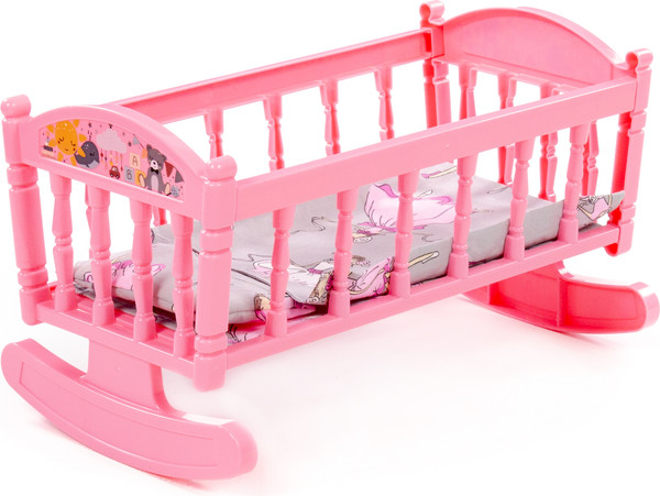 Изображение товара Аксессуар для куклы Полесье Кроватка-качалка №4 / 24040 (розовый)