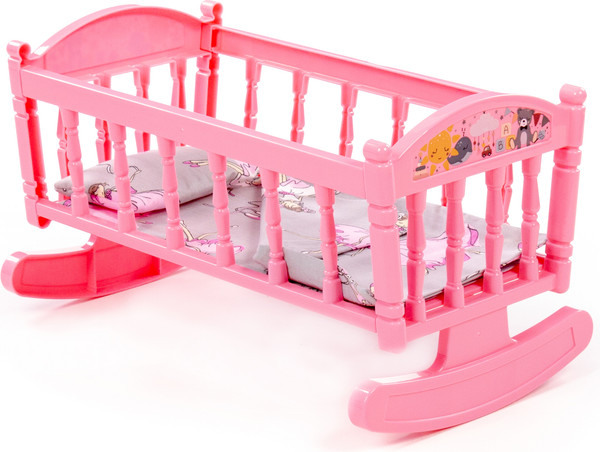 Изображение товара Аксессуар для куклы Полесье Кроватка-качалка №4 / 24040 (розовый)
