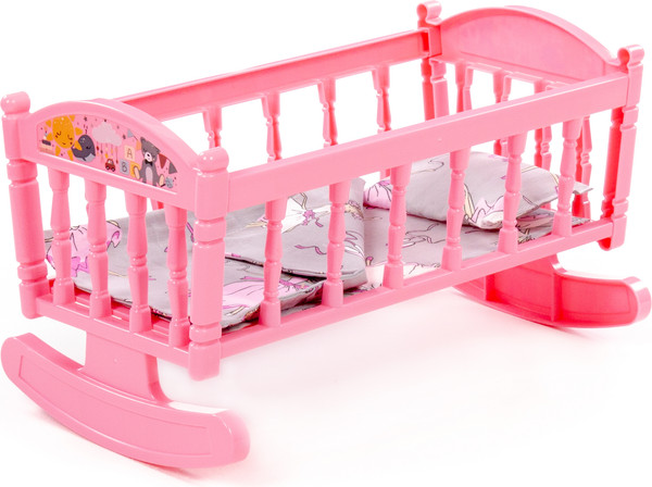 Изображение товара Аксессуар для куклы Полесье Кроватка-качалка №4 / 24040 (розовый)