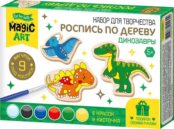 Изображение товара Набор для творчества Десятое королевство Роспись по дереву Динозавры / 05560