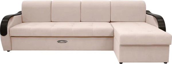 Изображение товара Диван угловой Сириус Лидер-6 с оттоманкой ППУ 300x165 (Eva 01 велюр белый)