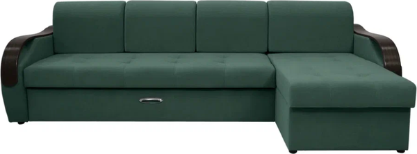 Изображение товара Диван угловой Сириус Лидер-6 с оттоманкой ППУ 300x165 (Eva 19 велюр темно-зеленый)