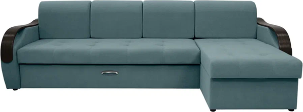 Изображение товара Диван угловой Сириус Лидер-6 с оттоманкой ППУ 300x165 (Eva 20 велюр зеленый)