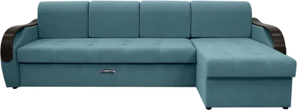 Изображение товара Диван угловой Сириус Лидер-6 с оттоманкой ППУ 300x165 (Eva 21 велюр зеленый)