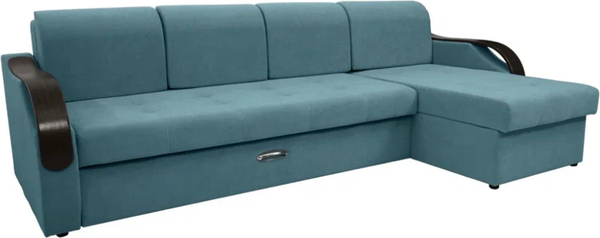 Изображение товара Диван угловой Сириус Лидер-6 с оттоманкой ППУ 300x165 (Eva 21 велюр зеленый)