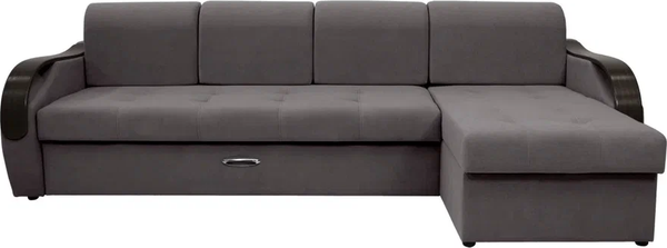 Изображение товара Диван угловой Сириус Лидер-6 с оттоманкой ППУ 300x165 (Eva 24 велюр темно-серый)