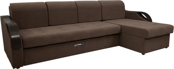 Изображение товара Диван угловой Сириус Лидер-6 с оттоманкой ППУ 300x165 (Eva 27 велюр коричневый)