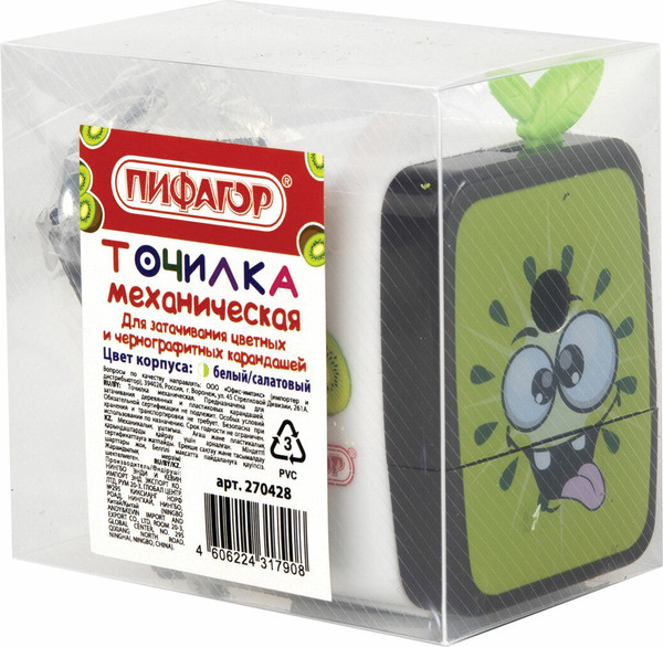 Изображение товара Точилка Пифагор Киви / 270428 (белый/салатовый)