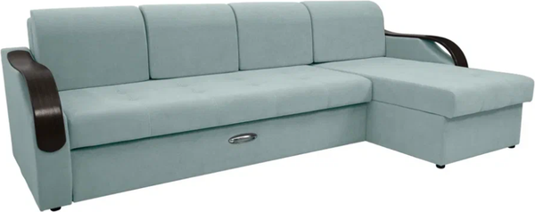 Изображение товара Диван угловой Сириус Лидер-6 с оттоманкой ППУ 300x165 (Eva 25 велюр светло-зеленый)