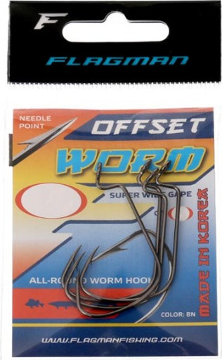 Изображение товара Набор крючков рыболовных Flagman Fishing Worm Super Wide Gape Offset / FWGO-01