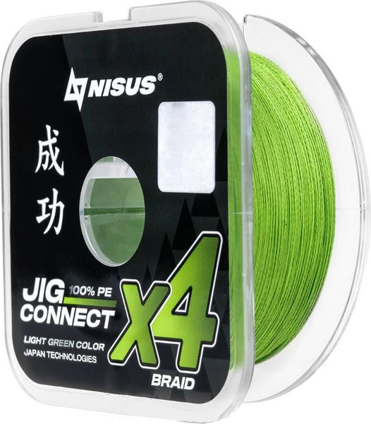 Изображение товара Леска плетеная Nisus JIG Connect X4 PE Light Green 1.0 0.16mm / T-N-JC-X4-0.16-150-LG (150м)