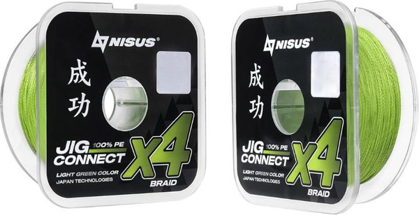 Изображение товара Леска плетеная Nisus JIG Connect X4 PE Light Green 1.2 0.18mm / T-N-JC-X4-0.18-150-LG (150м)
