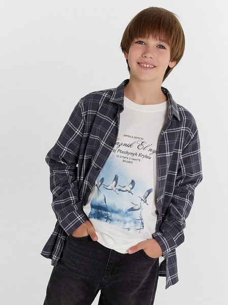 Изображение товара Рубашка детская Mark Formelle 123440/1 (р.146-72, бело-серая клетка)