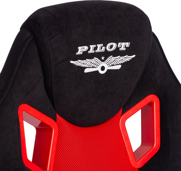 Изображение товара Кресло геймерское Tetchair Pilot флок/ткань (черный/черный/красный)