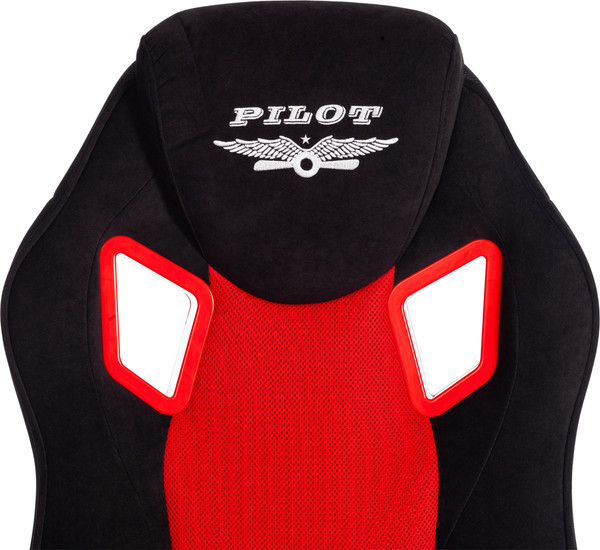 Изображение товара Кресло геймерское Tetchair Pilot флок/ткань (черный/черный/красный)