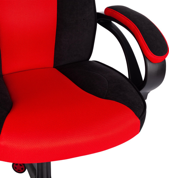 Изображение товара Кресло геймерское Tetchair Pilot флок/ткань (черный/черный/красный)