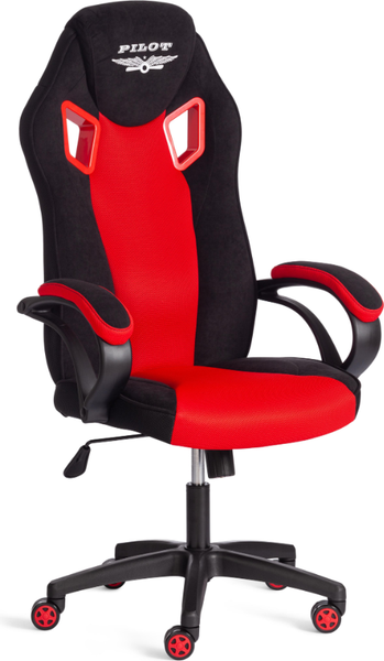 Изображение товара Кресло геймерское Tetchair Pilot флок/ткань (черный/черный/красный)
