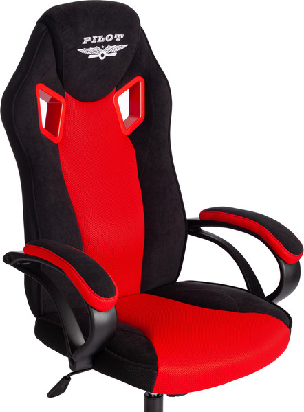 Изображение товара Кресло геймерское Tetchair Pilot флок/ткань (черный/черный/красный)
