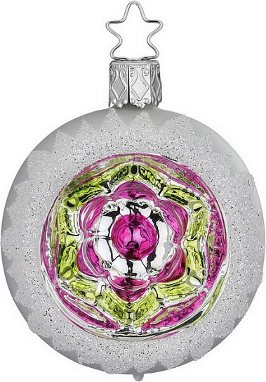 Изображение товара Шар новогодний Inge's Christmas Colorful Snow Flurry. Орнамент / 21464R006 (белый матовый)