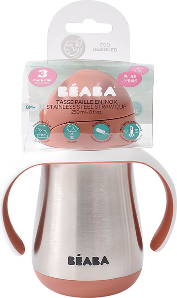 Изображение товара Поильник Beaba Tasse Paille Inox Термос 913587 (250мл, Terracotta)