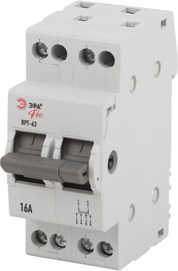 Изображение товара Выключатель-разъединитель ЭРА Трехпозиционный ВРТ-63 PRO VRT63-2-16 2Р 16А / Б0061667