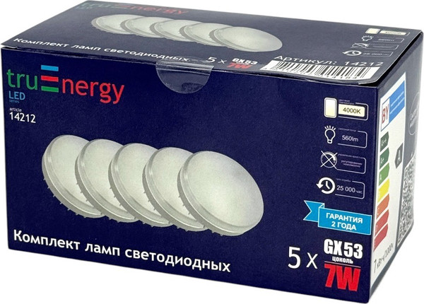 Изображение товара Лампа Truenergy 9W GX53 4000K / 14213 (5шт)