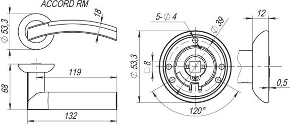 Изображение товара Ручка дверная Fuaro R/RM54.ACCORD / SN/CP-3 (матовый никель/хром)