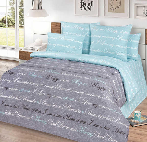 Изображение товара Комплект постельного белья Milanika Письмо Семейный (поплин)